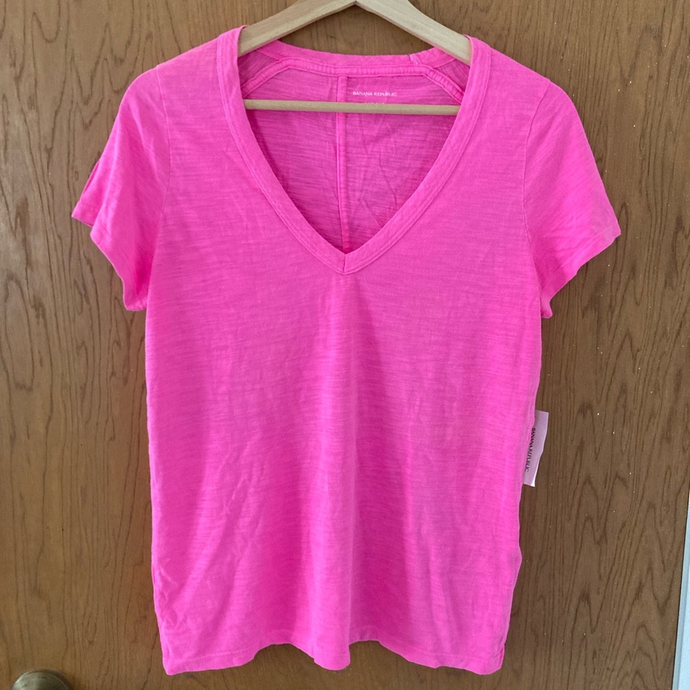 NWT Neon Pink Banana Republic Cozy Slub Tee
